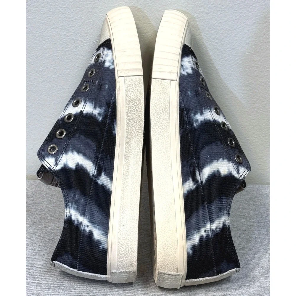 JOHN VARVATOS Bootleg Tie Dye Canvas Sneakers Mens 9M Blue Vulcanized Slip On